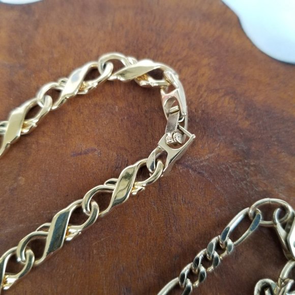 His n Hers Gold Tone Unisex Bracelets- Set of 2 - Picture 4 of 11